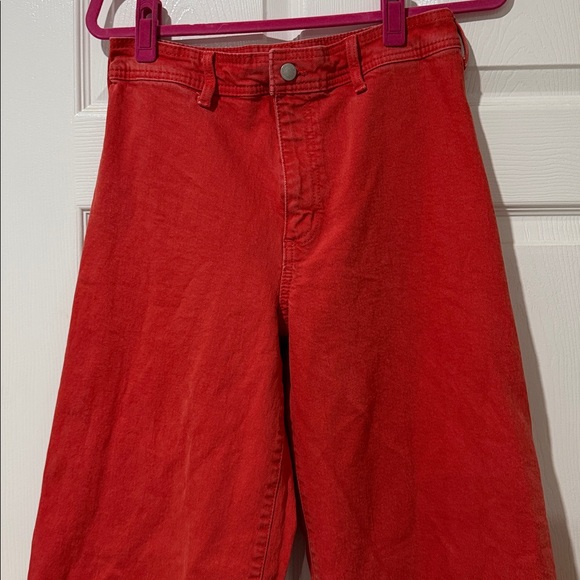 High-Rise Sailor Wide Leg Ankle Jeans - Orange 8 - Picture 3 of 7